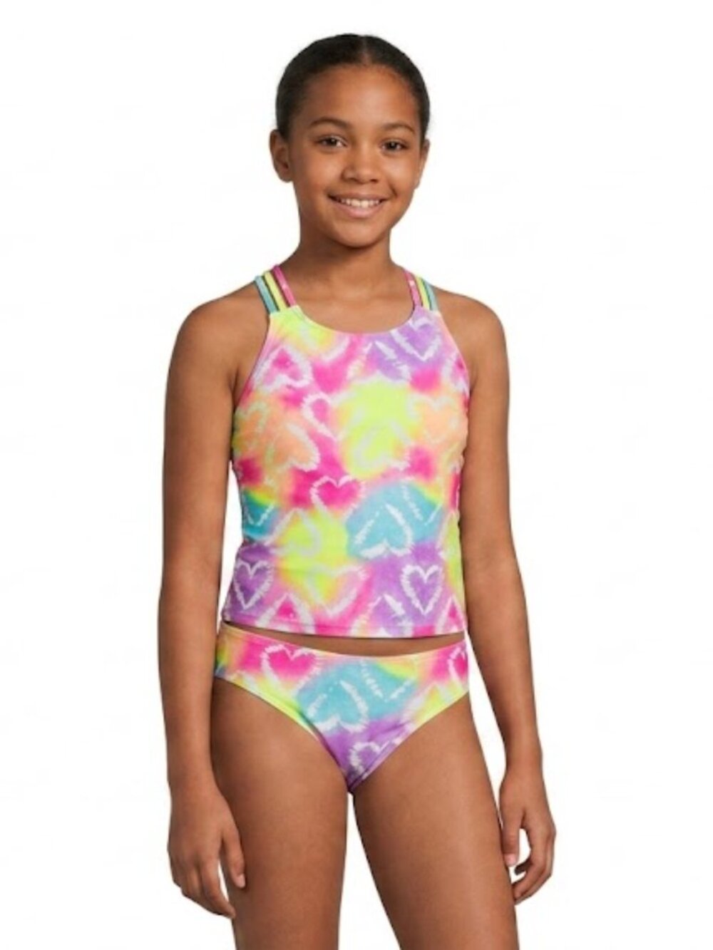 NWT The Children's Place Girls Tie Dye Heart 2-Piece Tankini Swimsuit XL 14